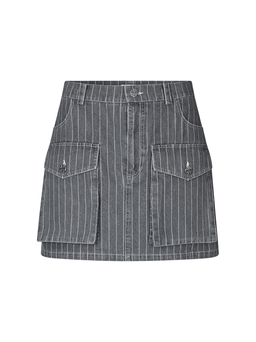 Sali Nederdel Grey Pinstripe Denim 