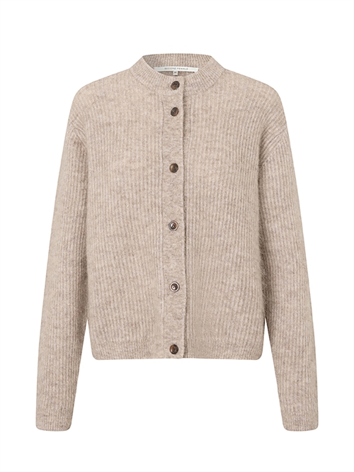 Brook Knit Rib Strik Cardigan Beige Melange