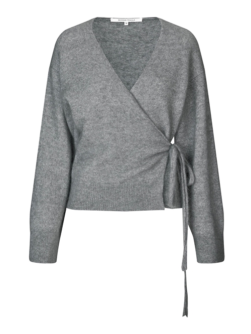 Brook Knit Wrap Strik Cardigan Grey Melange