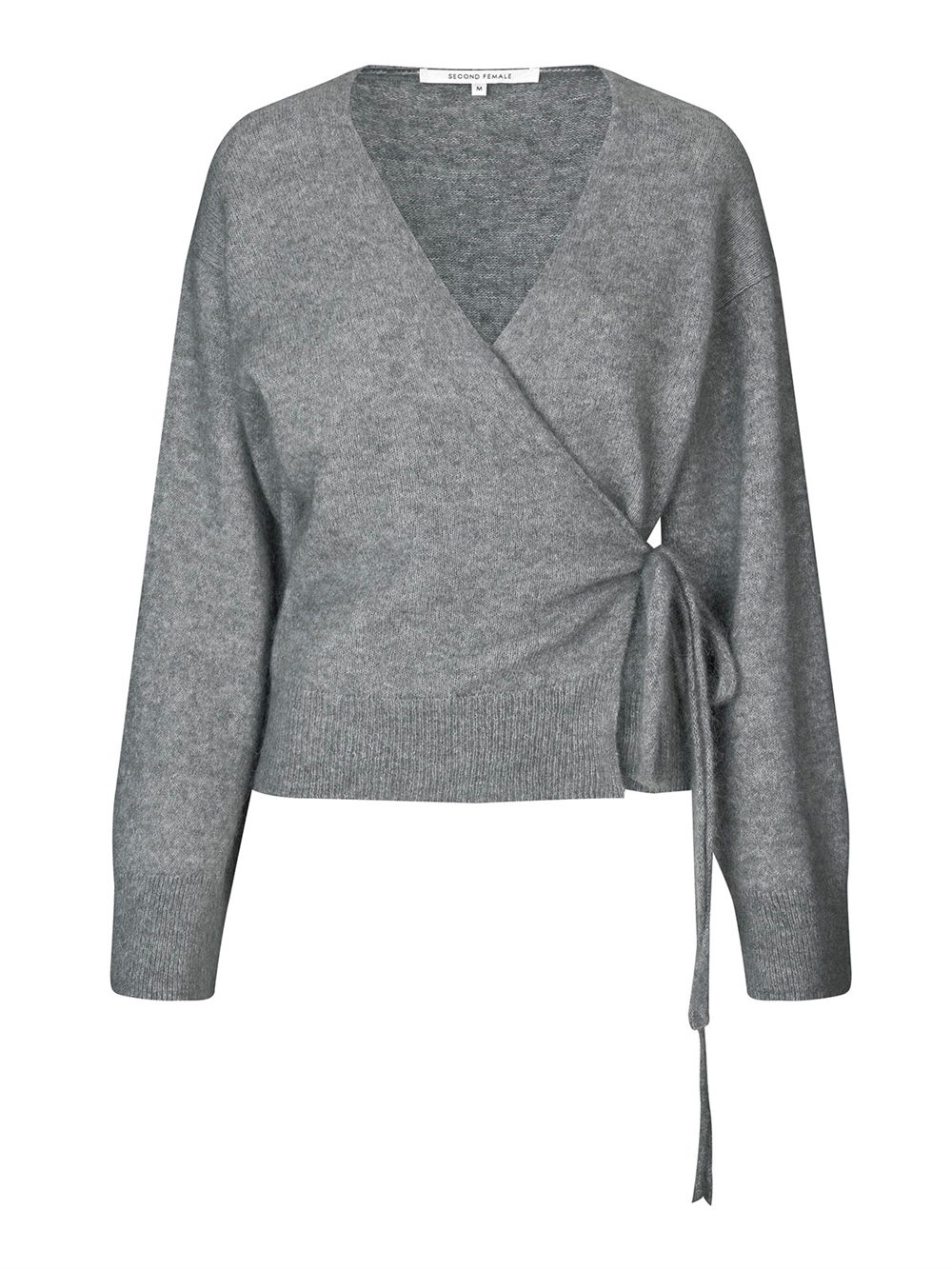 Brook Knit Wrap Strik Cardigan Grey Melange