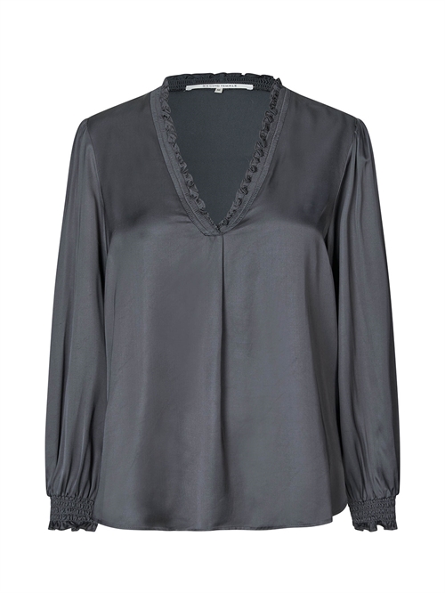 Bardi V-Neck Bluse Volcanic Ash