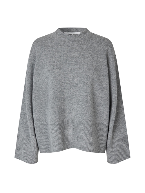 Alpha Knit O-Neck Strik Grey Melange