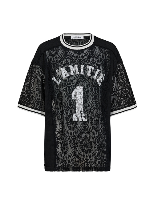 Lace Football Tee T-shirt Black