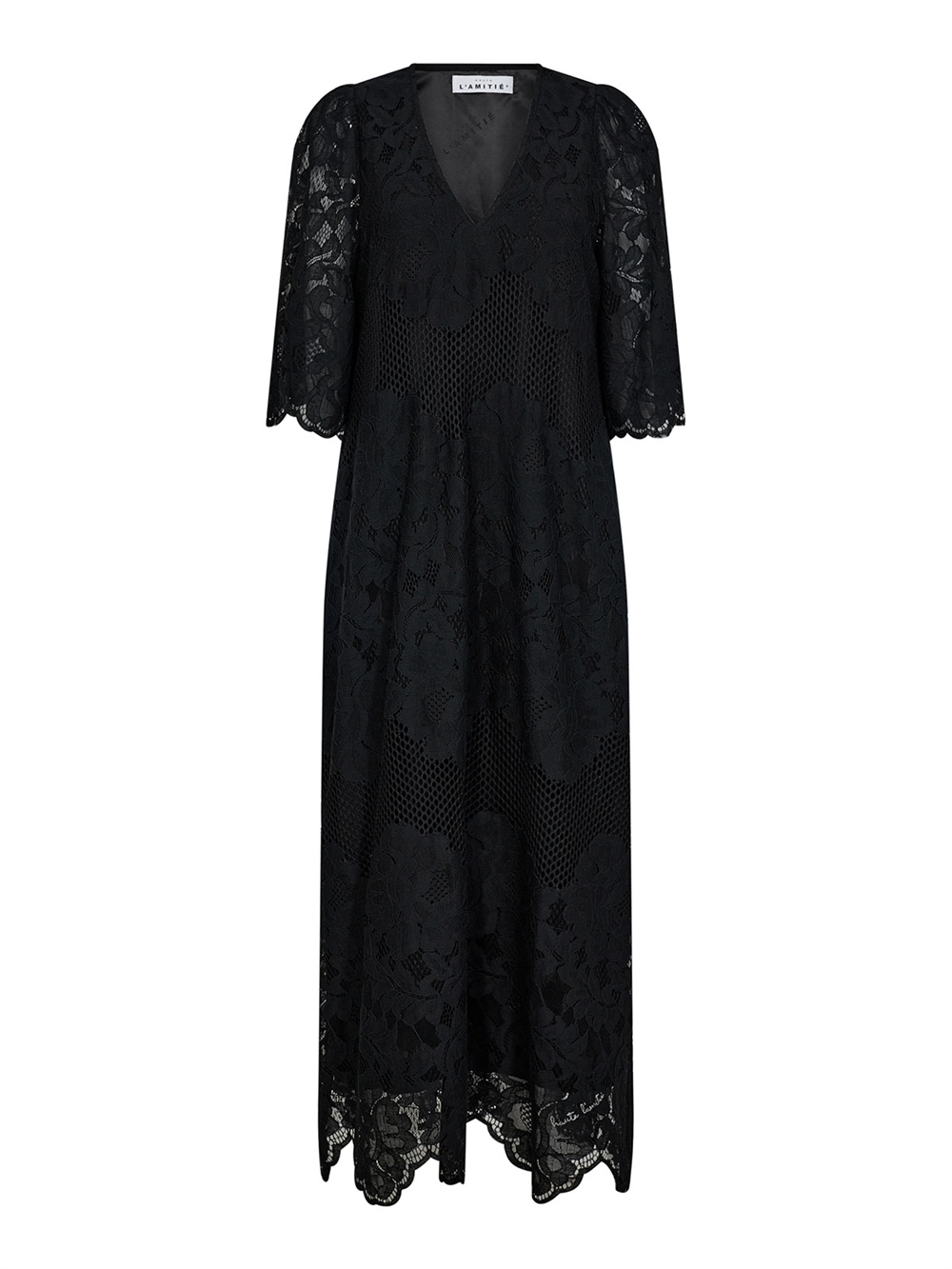 Curvey Lace Hem Kjole Black