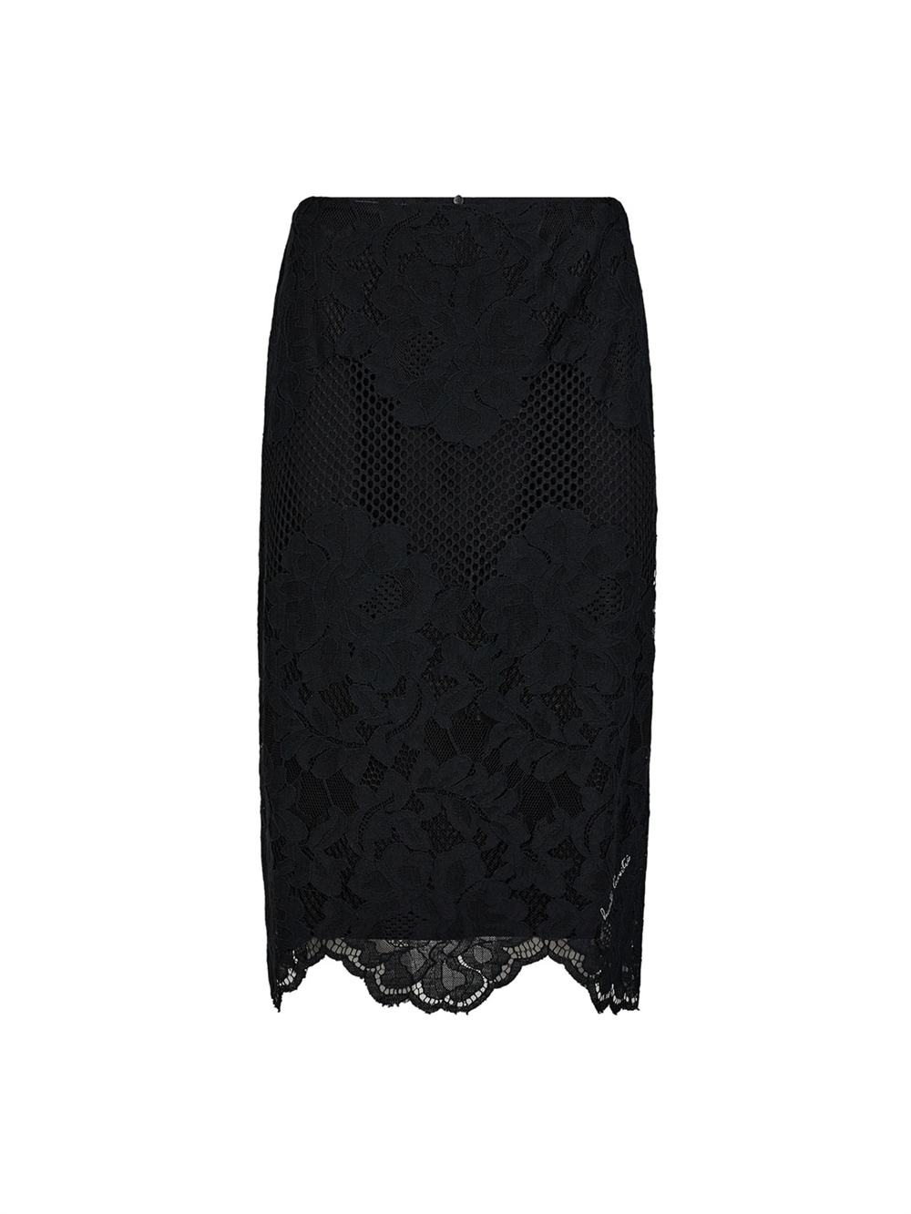 Curvey Lace Hem Nederdel Black