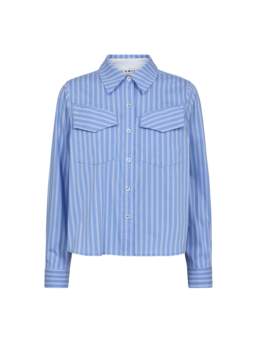 Blue Stripe Logo Print Skjorte Pale Blue