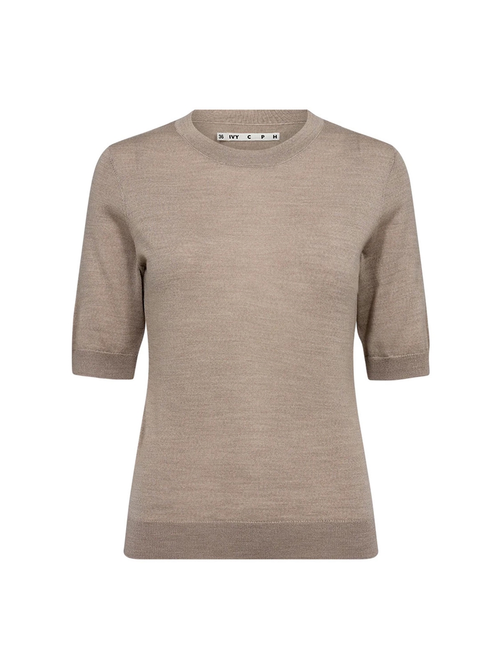 Essex Short Sleeve O-Neck Strik Beige Melange